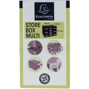 Exacompta STORE BOX MULTI zásuvkový box 11 otevřených zásuvek světle šedý