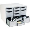 Exacompta STORE BOX MULTI zásuvkový box 11 otevřených zásuvek světle šedý