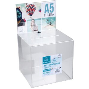 Exacompta 89258D Uzamykatelná urna 21x21x21cm s krytem hlavy A5 křišťálová