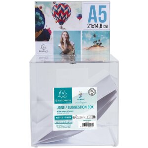 Exacompta 89258D Uzamykatelná urna 21x21x21cm s krytem hlavy A5 křišťálová