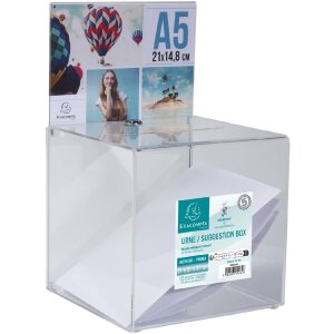 Exacompta 89258D Uzamykatelná urna 21x21x21cm s krytem hlavy A5 křišťálová