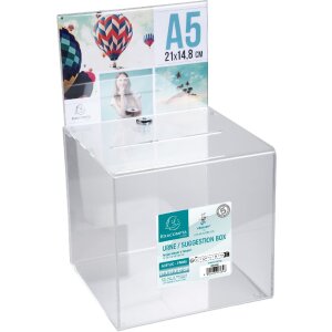 Exacompta 89258D Uzamykatelná urna 21x21x21cm s krytem hlavy A5 křišťálová