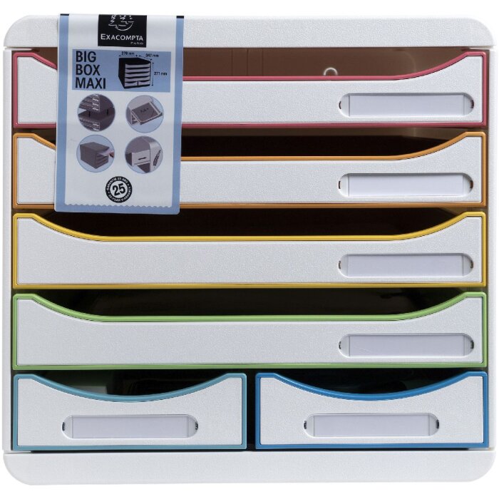 Exacompta zásuvkový box BIG BOX MAXI White Harlequin 6 zásuvek pro A4 a A4+
