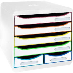 Exacompta zásuvkový box BIG BOX MAXI White Harlequin 6 zásuvek pro A4 a A4+