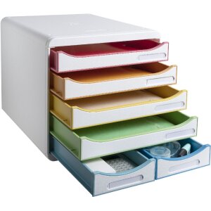 Exacompta zásuvkový box BIG BOX MAXI White Harlequin 6 zásuvek pro A4 a A4+