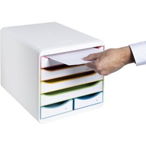 Exacompta zásuvkový box BIG BOX MAXI White Harlequin 6 zásuvek pro A4 a A4+