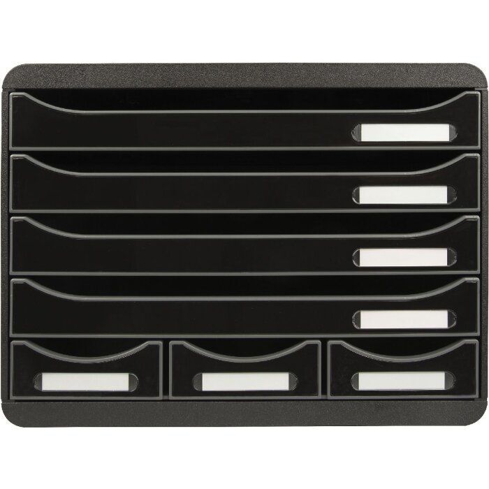 Exacompta 307714D STOREBOX zásuvkový box 7 otevřených zásuvek lesklá černá