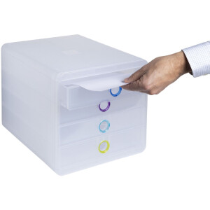 Exacompta Chromaline zásuvkový box 4 zásuvky POP-BOX na dokumenty A4+