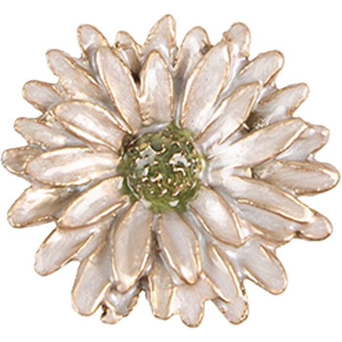 Clayre & Eef 65738 Klika na dveře Flower White Gold Ø 4x3 cm Kov Botanical