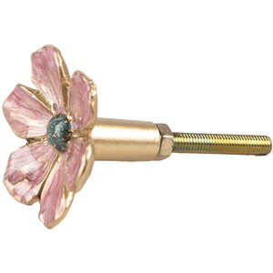 Clayre Eef Klika na dveře Flower Pink Ø 4x3 cm...