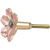 Clayre Eef Klika na dveře Flower Pink Ø 4x3 cm Iron Metal Botanical Style