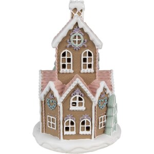 Clayre & Eef 6PR4308 Dekorace domeček s LED Ø 14x22 cm / 3xAAA