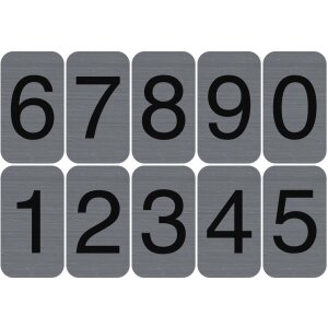 Exacompta informační cedule samolepicí hliník 2,5x4,4cm šedé číslice 0-9