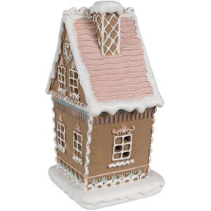 Clayre Eef Perníková chaloupka s LED diodami 13x10x21 cm Hnědý polyresinový vánoční domeček