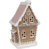 Clayre Eef Perníková chaloupka s LED diodami 13x10x21 cm Hnědý polyresinový vánoční domeček