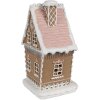Clayre Eef Perníková chaloupka s LED diodami 13x10x21 cm Hnědý polyresinový vánoční domeček