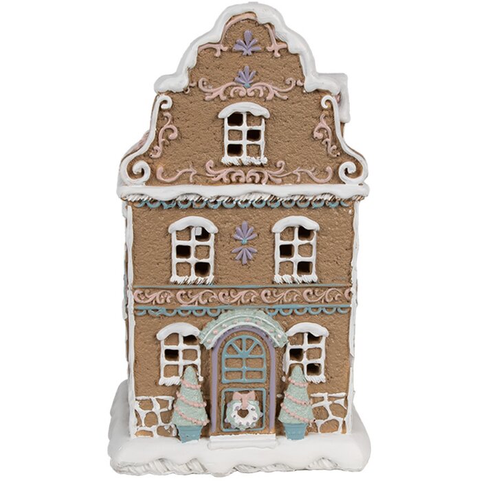 Clayre & Eef Perníková chaloupka s LED diodami 12x9x20 cm Polyresinová vánoční dekorace