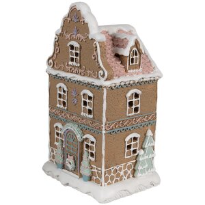 Clayre & Eef Perníková chaloupka s LED diodami 12x9x20 cm Polyresinová vánoční dekorace