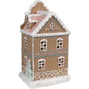 Clayre & Eef Perníková chaloupka s LED diodami 12x9x20 cm Polyresinová vánoční dekorace