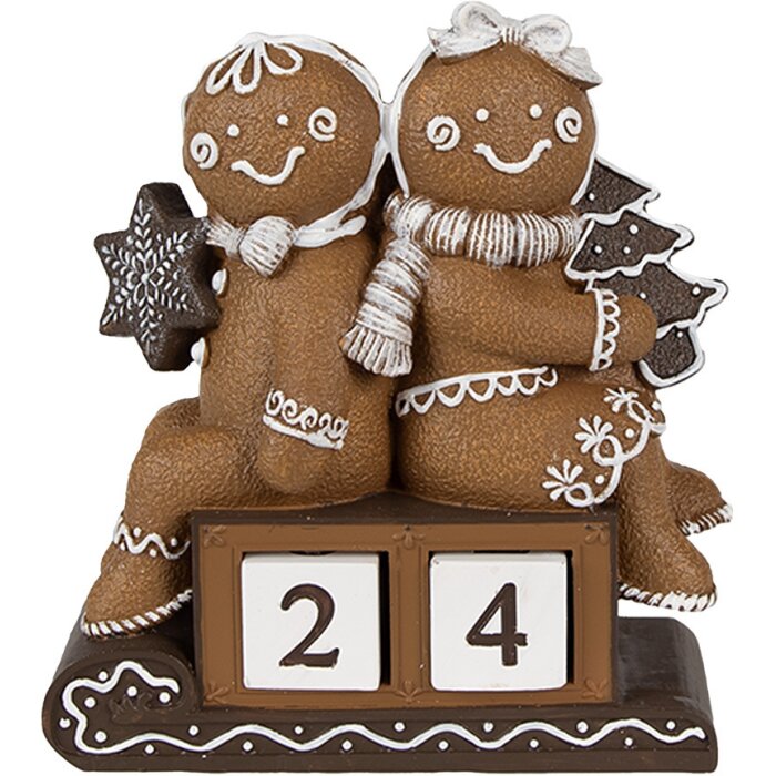 Clayre Eef Vánoční dekorace figurka perníček 11x4x13 cm hnědá
