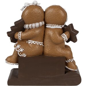 Clayre Eef Vánoční dekorace figurka perníček 11x4x13 cm hnědá
