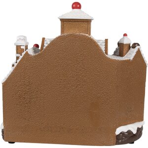 Clayre Eef Vánoční dekorace Perníková chaloupka LED Hudba 33x17x30 cm Hnědá barva