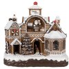 Clayre Eef Vánoční dekorace Perníková chaloupka LED Hudba 33x17x30 cm Hnědá barva