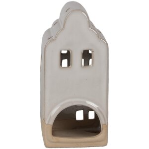 Clayre & Eef Stojánek na čajovou svíčku House Beige Ceramic 7x6x14 cm Country Style