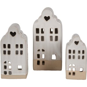 Clayre & Eef Stojánek na čajovou svíčku House Beige Ceramic 7x6x14 cm Country Style