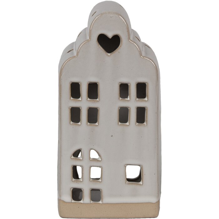 Clayre & Eef 6CE1790 Porcelánový držák na čajovou svíčku House Beige 9x8x18 cm Country Style