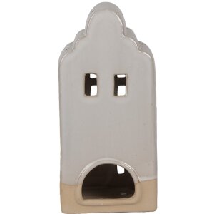 Clayre & Eef 6CE1791 Porcelánový držák na čajovou svíčku House Beige 11x10x23 cm