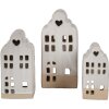 Clayre & Eef 6CE1791 Porcelánový držák na čajovou svíčku House Beige 11x10x23 cm