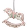 Clayre & Eef 6PR4224 Dekorativní závěsný houpací kůň růžový 8x2x7 cm Vánoce