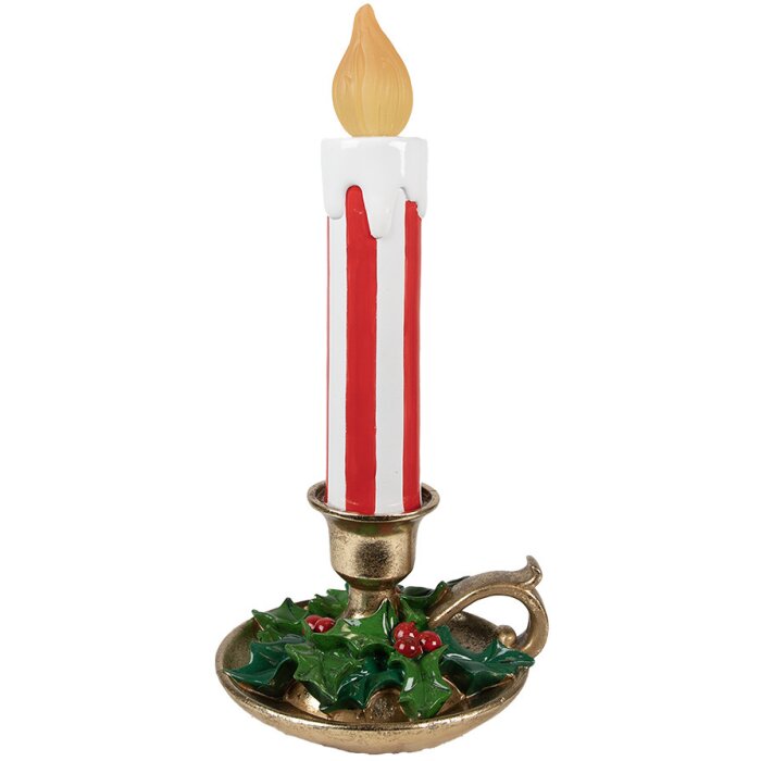 Clayre & Eef 6PR4241 Dekorativní svíčka LED červená bílá 18x17x38 cm venkovský styl