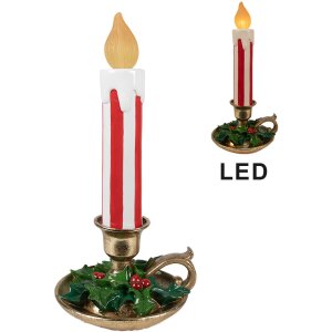 Clayre & Eef 6PR4241 Dekorativní svíčka LED červená bílá 18x17x38 cm venkovský styl