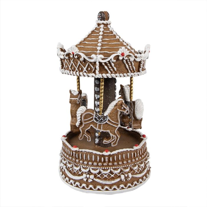 Clayre Eef Music Box Kolotoč Hnědá vánoční dekorace Perníkový styl