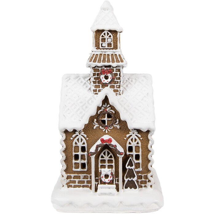 Clayre & Eef Perníková chaloupka s LED diodami 13x11x25 cm Vánoční dekorace z polyresinu