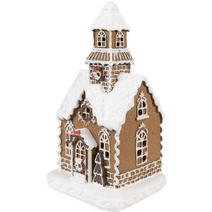Clayre & Eef Perníková chaloupka s LED diodami 13x11x25 cm Vánoční dekorace z polyresinu