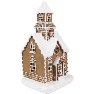 Clayre & Eef Perníková chaloupka s LED diodami 13x11x25 cm Vánoční dekorace z polyresinu