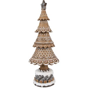 Clayre Eef Vánoční stromek s perníkovým vzorem hnědý Ø 16x42 cm venkovský styl