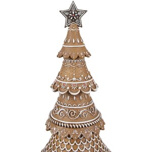 Clayre Eef Vánoční stromek s perníkovým vzorem hnědý Ø 16x42 cm venkovský styl