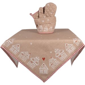 Clayre Eef GBB50 Košík na chléb Perníková chaloupka hnědý kulatý bavlněný Ø 15x16 cm