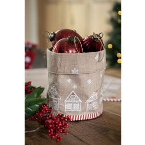 Clayre Eef GBB50 Košík na chléb Perníková chaloupka hnědý kulatý bavlněný Ø 15x16 cm