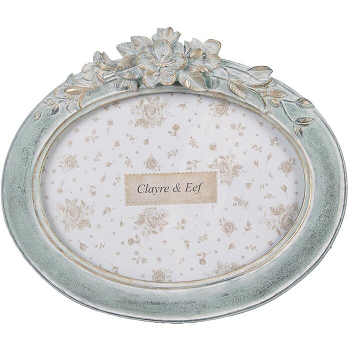 Clayre & Eef Rámeček na obrázky oválný 13x18 cm zelený Vintage plastové sklo