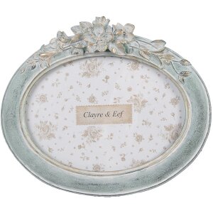 Clayre & Eef Rámeček na obrázky oválný 13x18 cm zelený Vintage plastové sklo