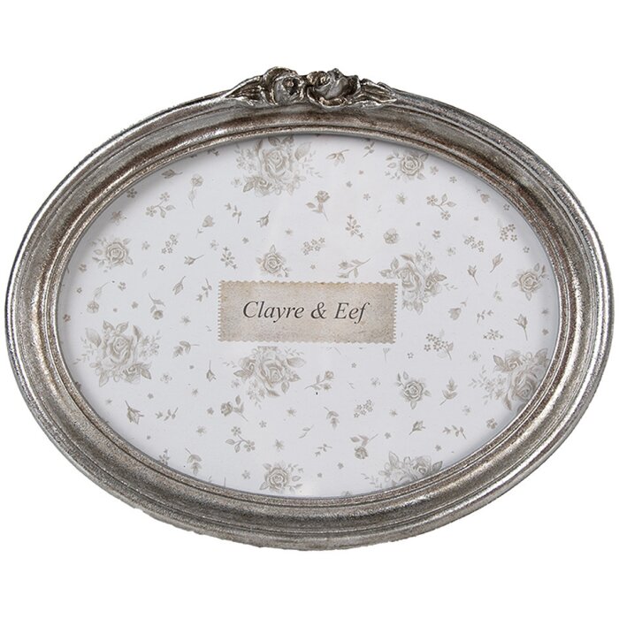 Clayre & Eef 2F1176 Stříbrný obrazový rám 20x3x15 cm Oval Retro Vintage