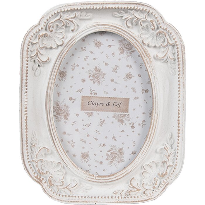 Clayre & Eef 2F1187 Fotorámeček bílý 10x2x12 cm 6x9 cm Shabby Chic