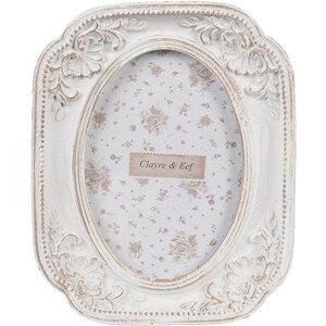Clayre & Eef 2F1187 Fotorámeček bílý 10x2x12 cm 6x9 cm Shabby Chic