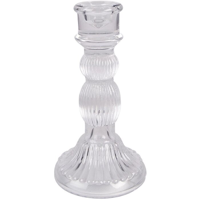 Clayre & Eef 6GL4909 Svícen z průhledného skla Ø 8x15 cm