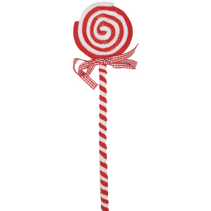 Clayre & Eef 65851 Vánoční dekorace Lollipop červená bílá 9x1x41 cm plastová